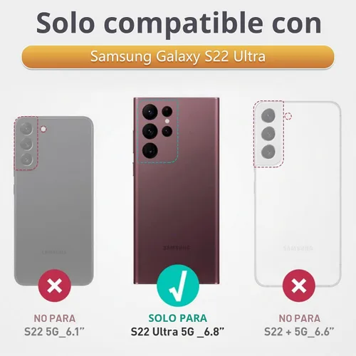 Vista 2 de Funda para Samsung Galaxy S22 Ultra 5G: Cubierta protectora de teléfono resistente de grado militar a prueba de caídas con soporte incorporado