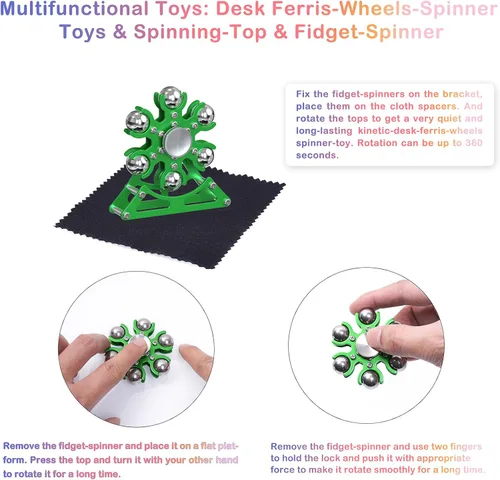 Vista 3 de Juguetes de escritorio para carrusel giratorio: Spinner de metal cinético de 4 minutos, gadgets geniales para niños, adolescentes, adultos, juguete