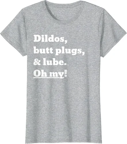 Vista 18 de Consoladores, tapones para los glúteos y lubricante. Camiseta Oh My! Azul bebé