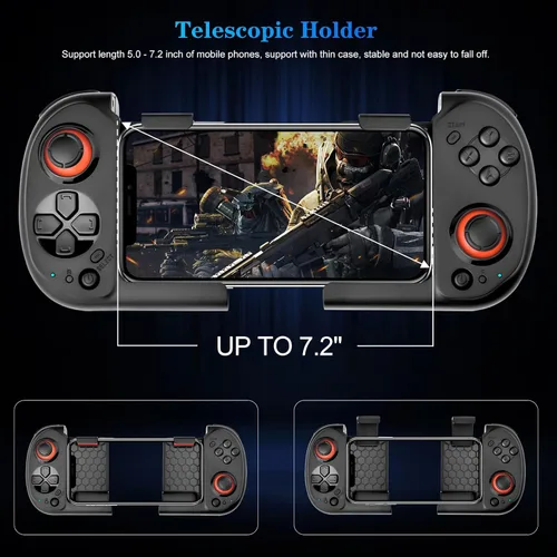 Vista 3 de Joso Mobile Gaming Controller for iPhone, Android, Direct Play, Portable Bluetooth Mini Controller Gamepad Joystick with Magnetic Storage for iPhone