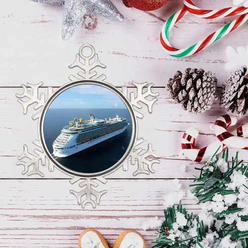 Vista 4 de Adornos metálicos de copo de nieve para crucero, Florida, Estados Unidos, adorno de Navidad, recuerdo, regalo, adornos colgantes para decoración