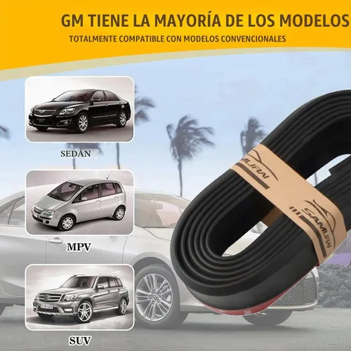 Vista 3 de UGSHY 1 PC 2,5 m/8,2 pies Tira de Goma Anticolisión para Coche, Labio Frontal Universal para Coche, Labio de Parachoques Delantero, Labio