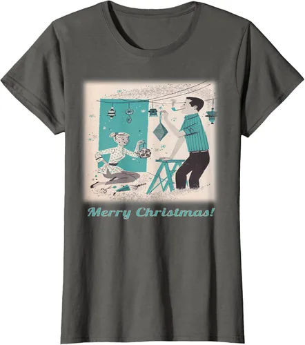 Vista 7 de Árbol de Navidad Retro Mcm playera clásico Par decoraciones, mujer XL, Asphalt