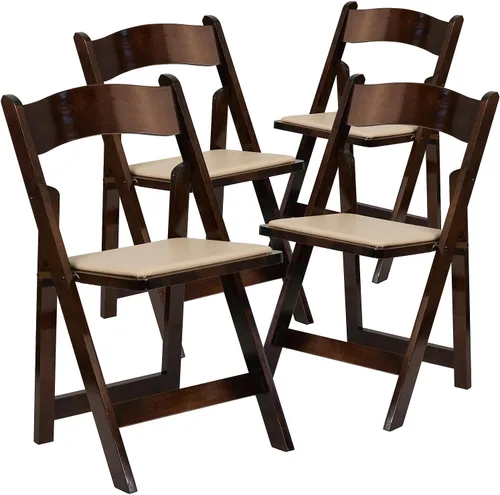 Vista 23 de HERCULES™ silla plegable de madera blanca, con asiento acolchado, Vidrio, Negro