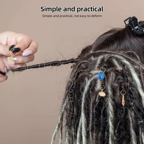 Vista 3 de HEALLILY Beavorty - 13 piezas de anillos para el cabello, colgantes de joyería con concha de océano, accesorios para el cabello, puños