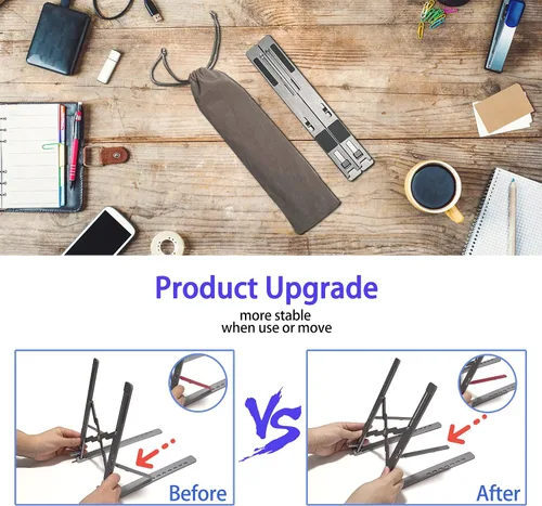 Vista 9 de Soporte portátil para computadora portátil, accesorios para laptop, ajustable, ventilado, ergonómico, de aluminio, para laptop, compatible