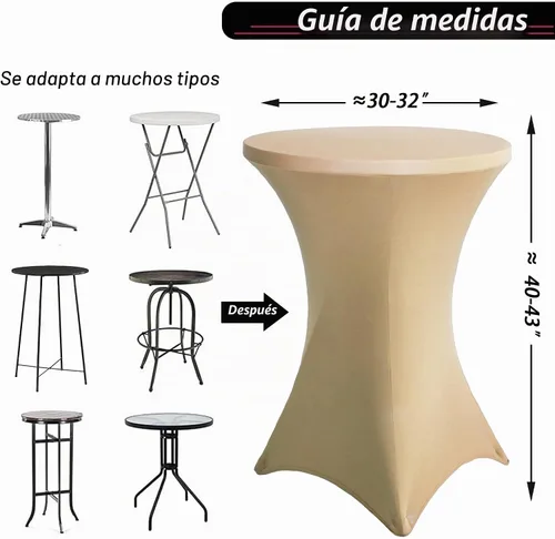 Vista 4 de Fundas para mesa de cóctel, paquete de 2 manteles redondos de 32 x 43 pulgadas, color beige