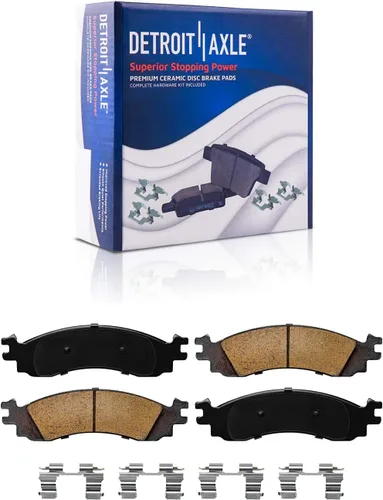 Vista 84 de Detroit Axle - Pastillas de freno para Ford F-150 99-03, 02 Lincoln Blackwood, Pastillas de freno de cerámica delanteras y traseras con repuesto