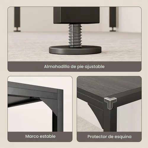 Vista 9 de Gizoon - Juego de mesa de comedor cuadrada para 2, mesa de cocina con 2 bancos, color negro