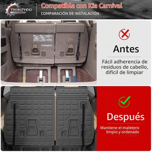 Vista 2 de alfombra de carga para maletero, protector de cubierta de asiento trasero de elastómero termoplástico