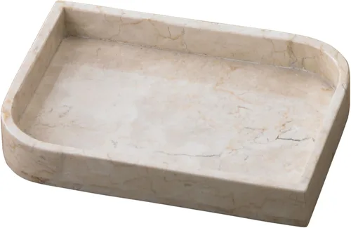 Vista 9 de Lujosa bandeja de tocador de mármol natural tallada a mano, organizador elegante y resistente para baño, dormitorio, maquillaje, encimeras, beige