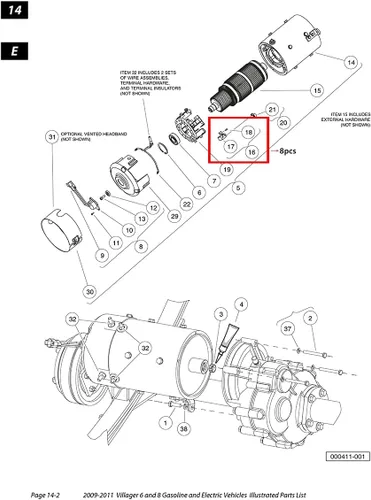 Vista 5 de Dr.Acces Kit de carrito de golf Cepillo 3.7HP, motor de cepillo #102938601 encaja en CLUBCAR L6 L8