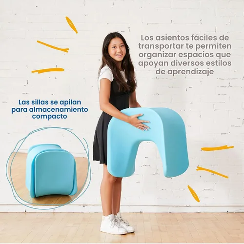Vista 6 de ECR4Kids Wave Seat, 18in - 19.6in Altura del asiento, Taburete de percha, Cian