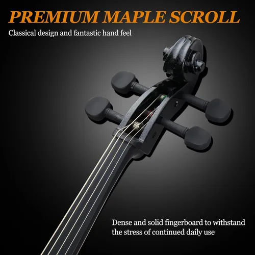 Vista 2 de Ktaxon Violonchelo 3/4, juego de violonchelo acústico para principiantes con bolsa portátil, arco, colofonia, puente, instrumentos musicales de Negro