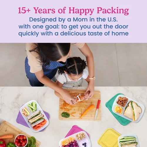 Vista 4 de Bentgo Easyboxes - Cajas de almuerzo apilables originales - Recipientes de comida reutilizables de 3 compartimentos para niños y adultos - Caja