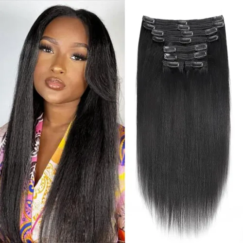 Vista 88 de Extensiones de cabello humano real rizado con clip, 4/27/4, ombré, rizado con clip, para mujer, 3C y 4A (12 pulgadas, #4/27/4)