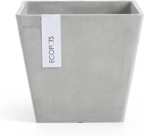 Vista 17 de Ecopots Rotterdam - Maceta cuadrada para flores, color gris oscuro, 8 pulgadas
