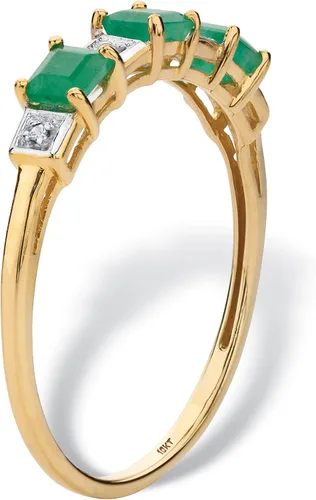 Vista 2 de Anillo de oro amarillo de 10 quilates con zafiro azul auténtico o esmeralda verde y diamante