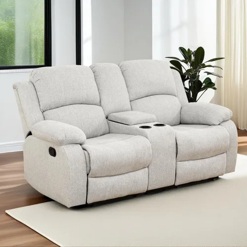 Vista 28 de Sofá reclinable manual, sofá reclinable de lujo de 3 plazas, sofá reclinable con portavasos y mesa de café, sofá de cuero sintético para sala