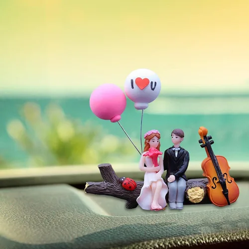 Vista 7 de Decoración de coche, lindas parejas de dibujos animados, figuras de acción, parejas de dibujos animados en miniatura, adorno de globo, para niñas
