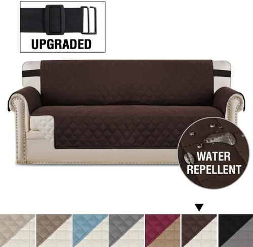 Vista 4 de H.VERSAILTEX Paquete de funda reversible para silla y funda de sofá marrón