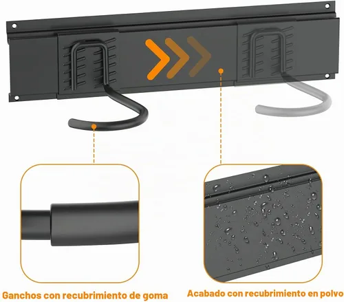 Vista 4 de WALMANN - Ganchos de bicicleta para pared de garaje, estante de almacenamiento para 6 bicicletas, ahorro de espacio