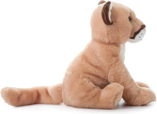 Vista 5 de The Petting Zoo Peluche de león de montaña, regalos para niños, animales salvajes del zoológico Onez, juguete de peluche de león de montaña sentado