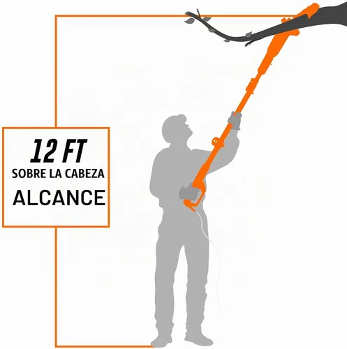Vista 4 de WEN 4019 Sierra de poste telescópica eléctrica de 8 pulgadas de 6 amperios, eléctrica con cable - Negro y naranja