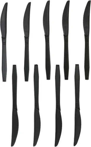 Vista 4 de Cubiertos de plástico desechables de peso pesado (tenedores - negro, 250)