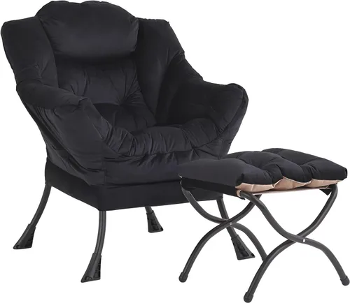 Vista 10 de LITA - Silla perezosa con otomana, sofá tapizado de ocio moderno de acento, silla de lectura contemporánea de salón con reposabrazos y bolsillo