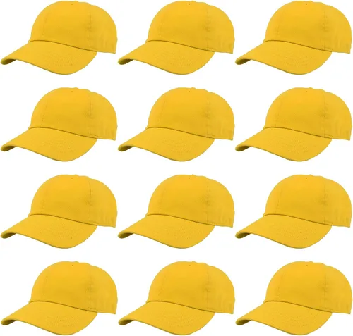Vista 35 de Gelante Gorras de béisbol 100% algodón liso en blanco tamaño ajustable al por mayor a granel de 12