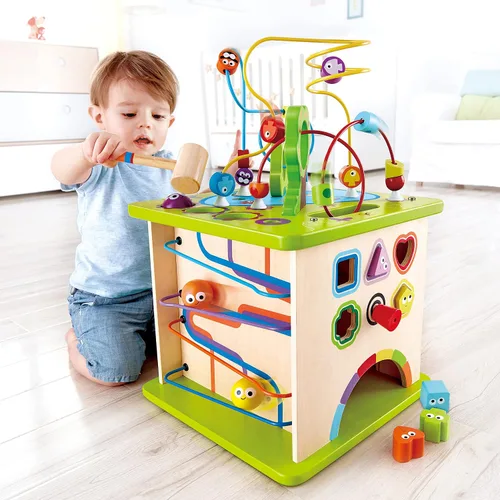 Vista 2 de Cubo de actividades para niños Hape bichos de ciudad, madera