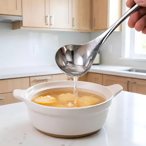 Vista 4 de Cuchara pequeña para salsa, cucharón de acero inoxidable 304 de 8 pulgadas con mango hueco, paquete de 1