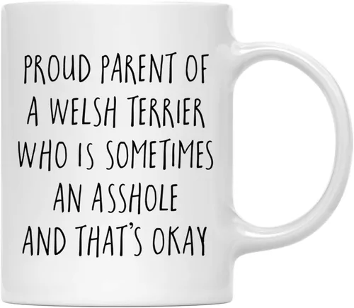 Vista 127 de Andaz Press Funny Dog - Taza de café de 11 onzas, regalo de broma, orgulloso padre de un afenpinscher que es a veces un gilipollas y eso está bien