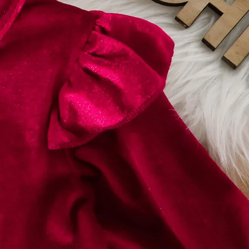 Vista 5 de Ropa de Navidad para bebé niña, vestido de terciopelo de manga larga para bebé, disfraces de Navidad lindos