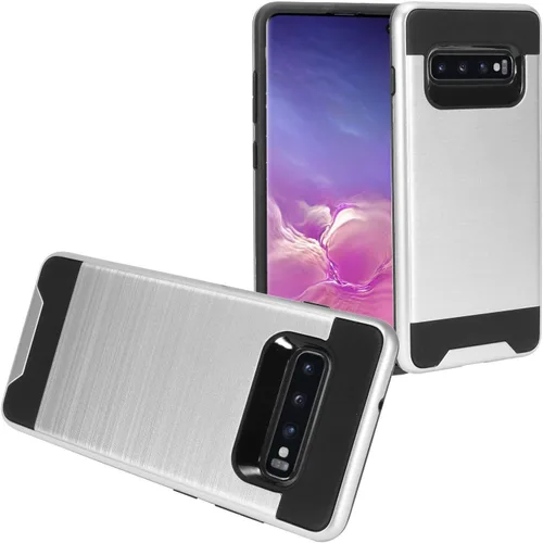 Vista 7 de Compatible con Samsung Galaxy S10+, S10 Plus (6.4") SM-G975 - Funda híbrida cepillada con ranura para tarjeta de crédito - CS2 oro rosa