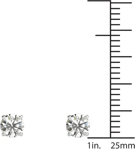 Vista 4 de Vaarya Aretes de tuerca de oro blanco hipoalergénico de 12 quilates con certificación GHSI2-I1 AGS de 14 quilates, Oro blanco, diamante