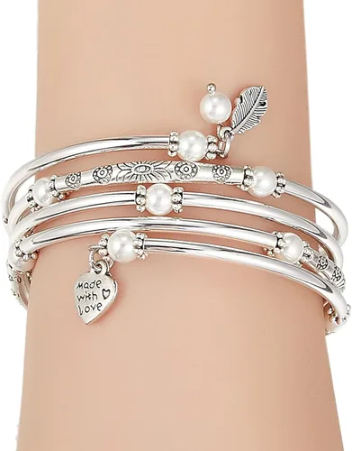 Vista 5 de FULU AUTUMN Pulseras de cuentas para mujer, pulseras de plata para mujer, joyería de disfraces, regalo de moda