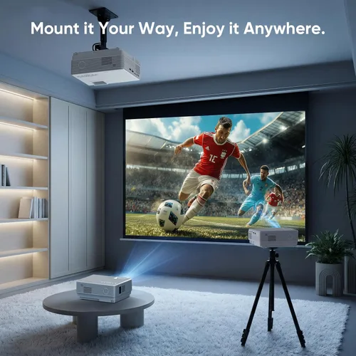 Vista 9 de Mini proyector con WiFi y Bluetooth, proyector de cine al aire libre