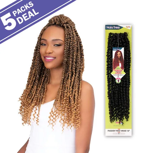 Vista 5 de Janet Collection - Trenzas de ganchillo Nala Tress Passion Twist de 18 pulgadas (paquete de 5, 2)