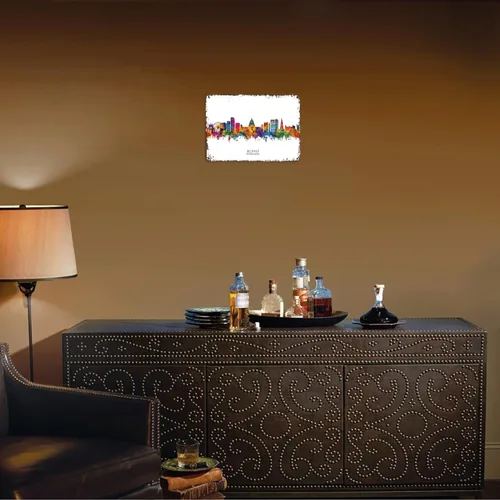 Vista 6 de Belfast Irlanda del Norte - Letrero de metal vintage con diseño de paisaje de ciudad, carteles de estaño retro para hombre, cueva, bar, garaje