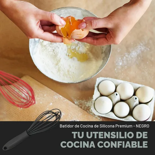 Vista 5 de Chef Craft Batidor de cocina de alambre de silicona premium, 10.5 pulgadas, color negro