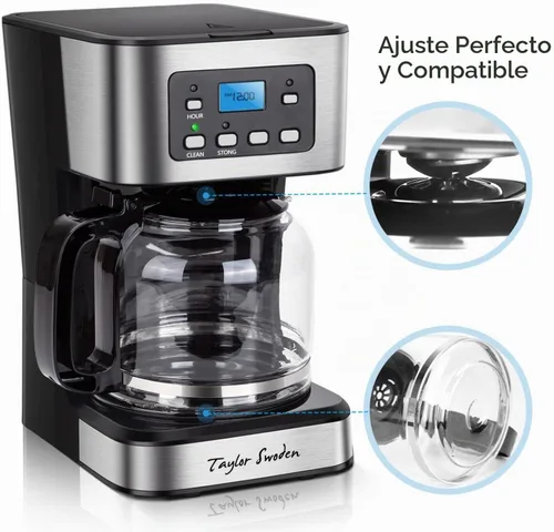 Vista 2 de Jarra de vidrio de repuesto de 12 tazas para cafetera Taylor Swoden modelos 300105REU