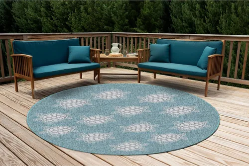 Vista 95 de Liora Manne Marina - Alfombra de área duradera de mezcla sintética tejida a máquina para interiores/exteriores - Gráfico contemporáneo océano global