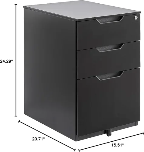 Vista 8 de Amazon Basics Archivador móvil de 3 cajones con cerradura, archivador