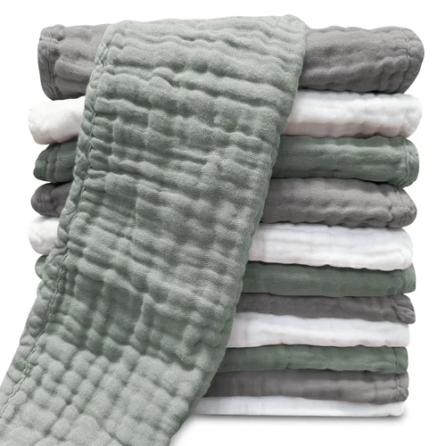 Vista 9 de Paños de muselina para eructos para bebé, 100% algodón, para unisex, niño, niña - Grandes 20" x 10", productos esenciales para recién nacidos, ultra
