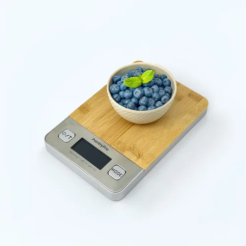 Vista 6 de The Display Guys - Báscula digital de cocina con plataforma de bambú, para laboratorio de café y alimentos, pantalla LCD, gramos, capacidad de 11