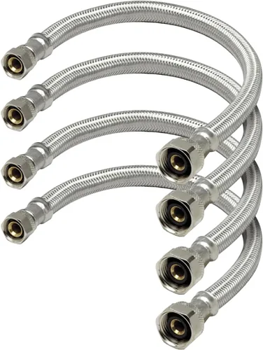 Vista 10 de EverFlow - Conector para grifo de 8 pulgadas, acero inoxidable, 27108-NL-2-G, tuercas de latón trenzadas, 1/2 pulgada IPS X 3/8 pulgada rosca