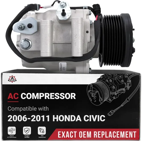 Vista 8 de Compresor de CA Honda CRV - Compatible con vehículos Honda CR-V 2002-2006, 2.4L - Reemplaza al compresor de aire acondicionado HVAC 10663AC