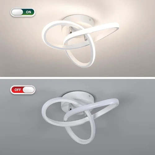 Vista 5 de CANEOE Moderna lámpara LED de techo, luz diurna blanca de 4500 K, lámpara de techo semiempotrada para dormitorio, baño, cocina, balcón, lavandería